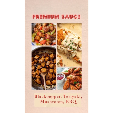 

PREMIUM SAUCE (BBQ, BLACKPEPPER, TERIYAKI, MUSHROOM) UK 500GR