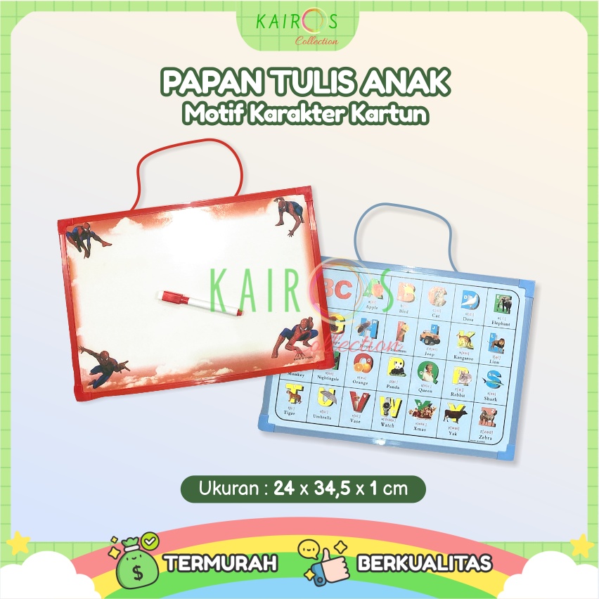 Papan Tulis Anak Karakter 2 in 1 Alphabet Gratis Spidol