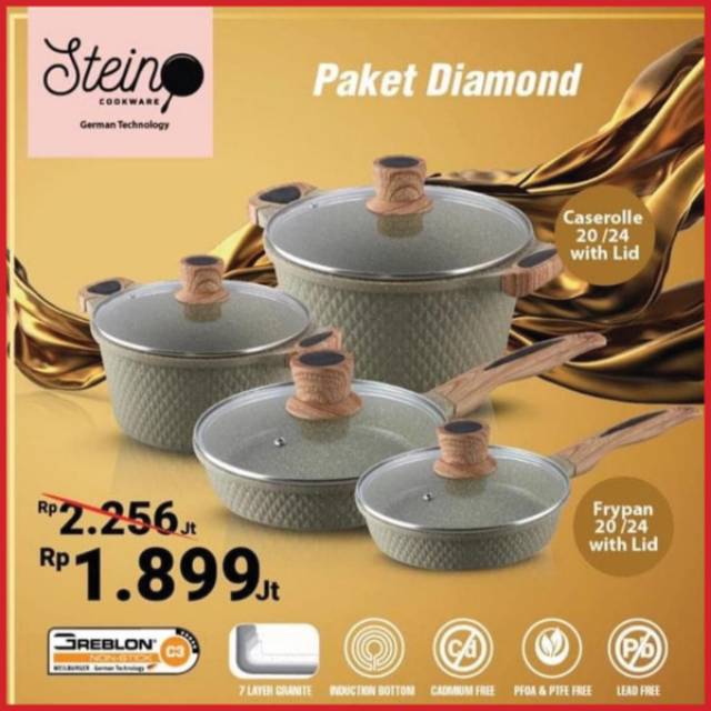 Panci Masak Set Anti Lengket Stein Cookware Paket Diamond Series