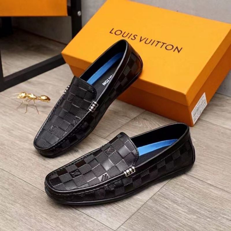 Sepatu lv loafer pria kualitas mirror kasual