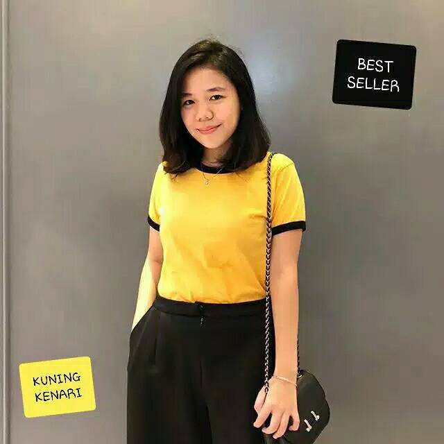 Tshirt Wanita Ringer Tee Kaos wanita