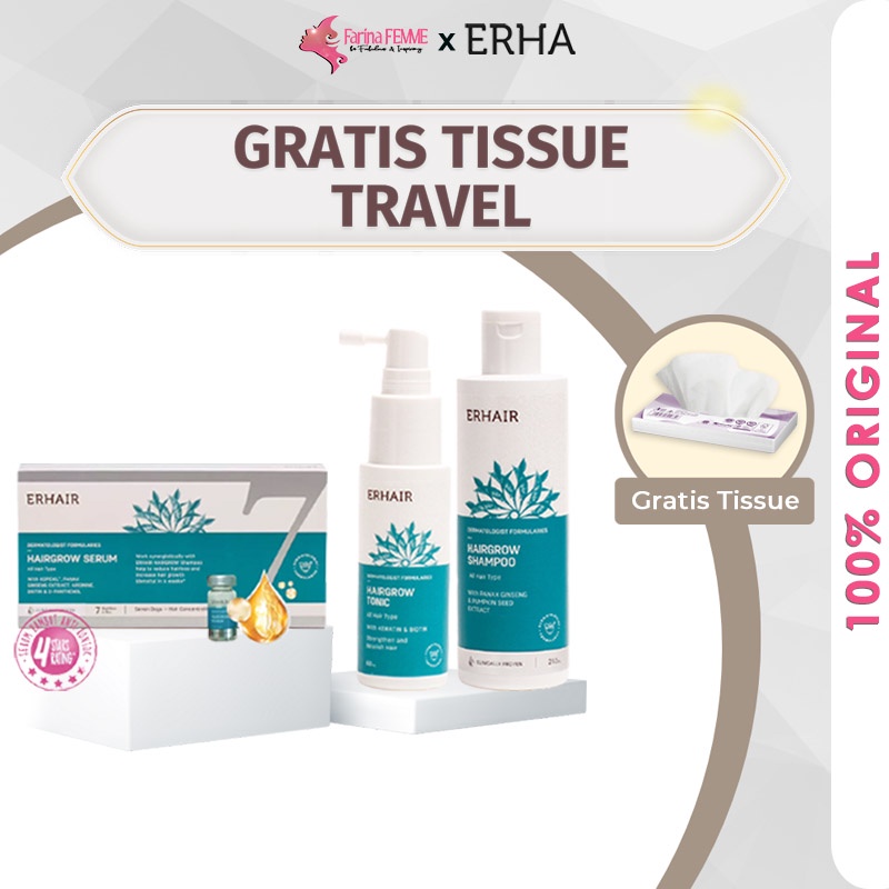 FAMME || ERHA HAIR GROW PERAWATAN RAMBUT RONTOK ( Shampo , Hair Tonic dan Hair Serum )