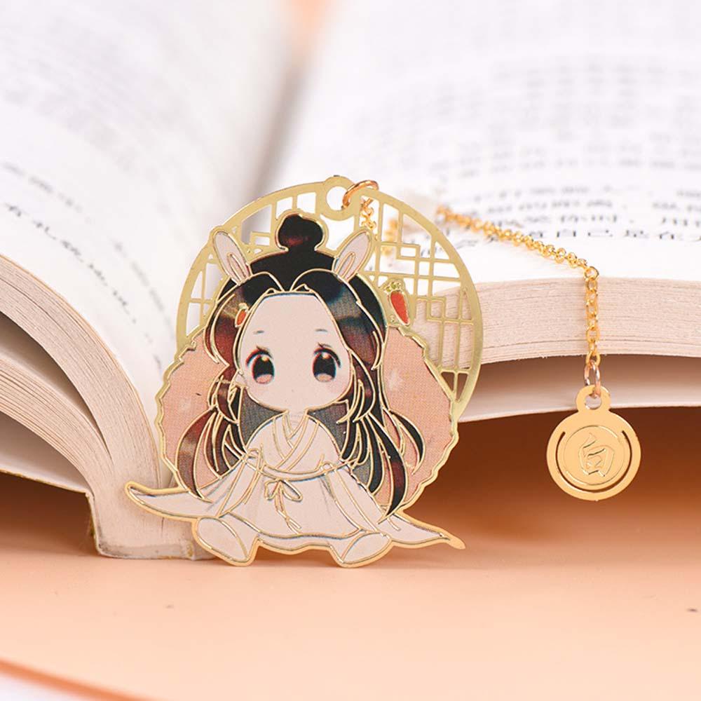 Agustina Tian Guan Ci Fu Rumbai Gaya China Xie Lian Hollow Pagination Mark Metal Penanda Buku Hua Cheng