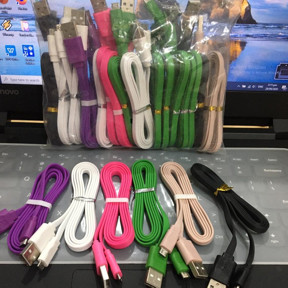 Kabel Data Gepeng Micro Warna-Warni Kabel Charger Micro Warna Warni