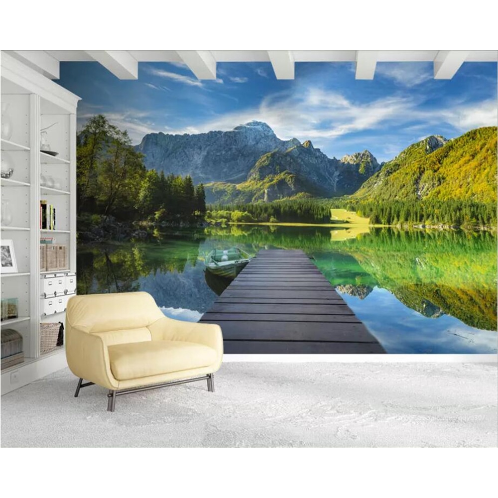 Wallpaper 3d Custom Gambar Pemandangan Gunung Danau 3d Shopee