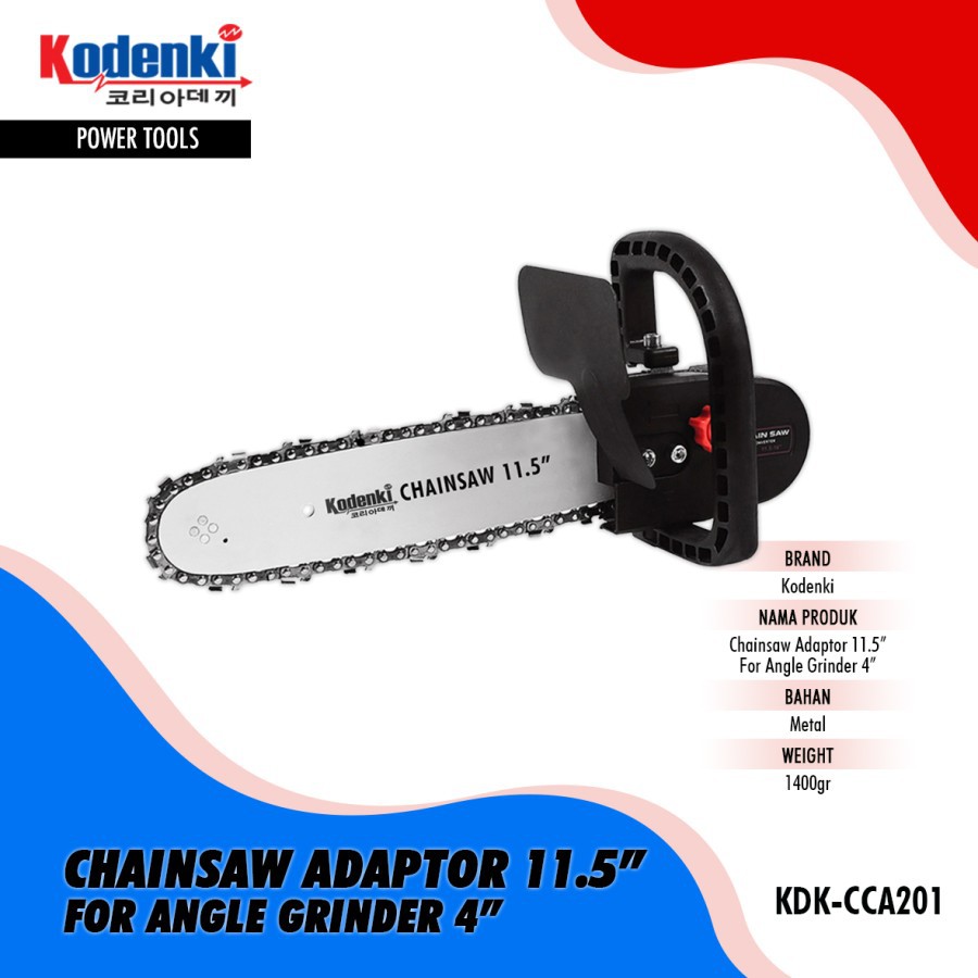 KODENKI CCA201 Mini Chainsaw 11.5 Inch Chain Saw Gerinda Gergaji Kayu Nankai Senso Gergaji Potong Kayu Adaptor Gerinda 4&quot; Japan Technology