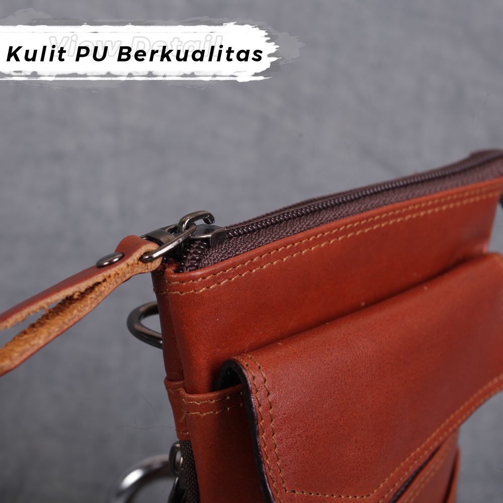 Tas Selempang Kulit Pria Sling Bag Kulit P052 bahan kulit asli