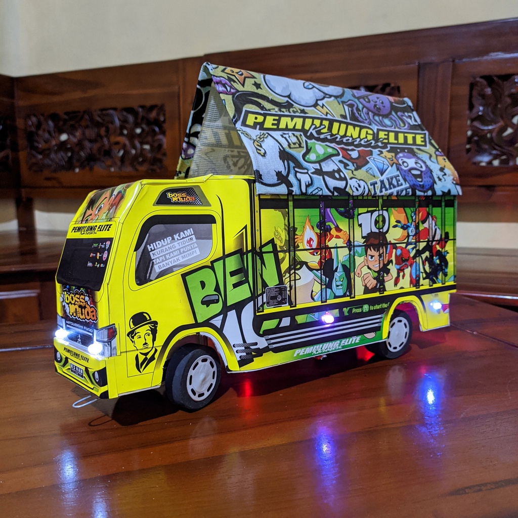 PROMO MURAH MINIATUR TRUK OLENG WAHYU ABADI FULL VARIASI LAMPU BONUS TERPAL TERLARIS