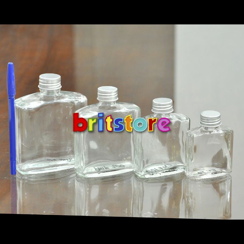 Botol Kaca 50ml 100ml PMF/ Botol Juice Kopi Susu Madu/ Botol Mini Segi/ Botol Kaca Unik/ Botol Wisky