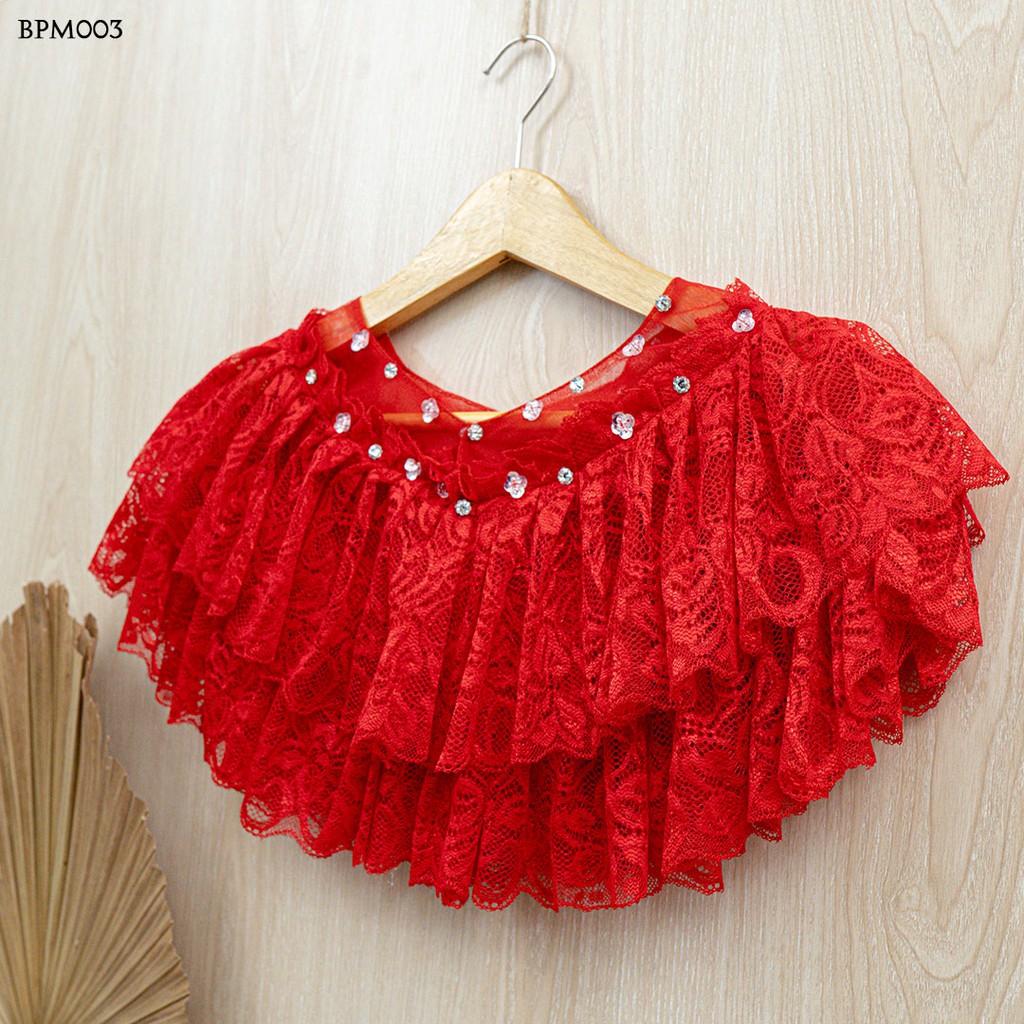 [SIAP KIRIM] BOLERO CARDIGAN WEDDING PESTA BROKAT LACE MERAH BPM003