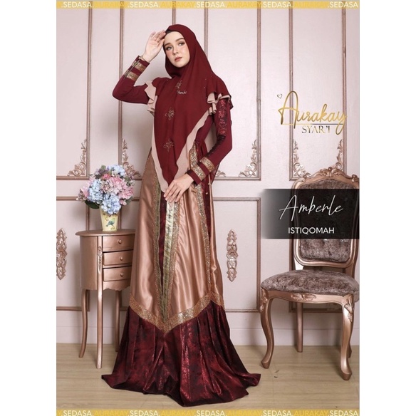 Aurakay  Istiqomah  GAMIS SET KHIMAR  / GAMIS SYARI SET KHIMAR CANTIK KEKINIAN MEWAH