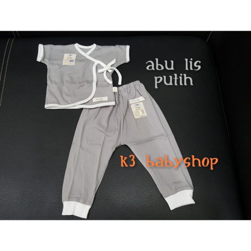 Aerilyn setelan kimono pendek celana panjang stelan baju bayi piyama 0-3 bulan dan 3-6bln baju newborn abu khaki putih navy pink ungu tosca two tone murah