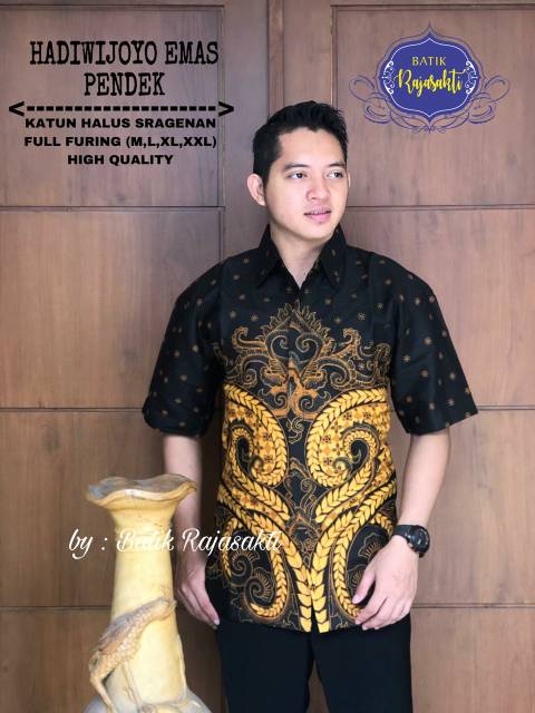 Batik Pria Lengan Pendek Asli Katun Sragenan Solo Full Furing