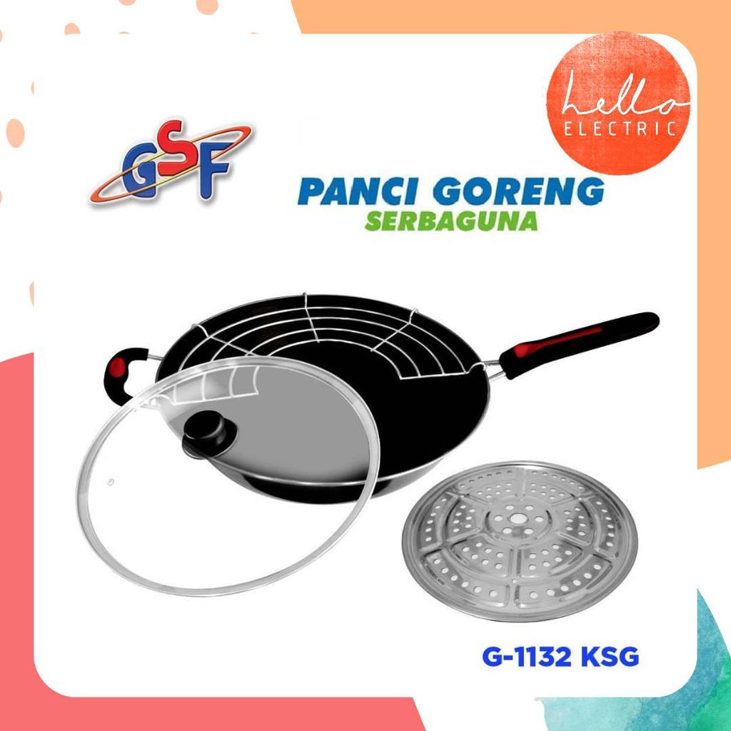 PANCI / WAJAN GORENG SERBAGUNA GSF UKURAN 32 CM GSF G 1132 KSG / G-1132 KSG BAHAN ENAMEL