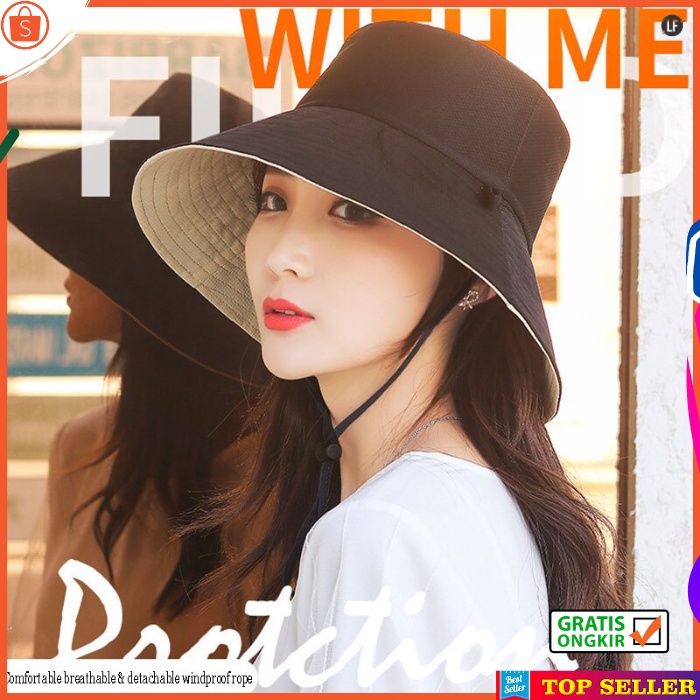 TOPI BUCKET LEBAR WANITA FASHION PRIA KOREA CAP PANCING PANTAI WOMEN TERBARU AA1