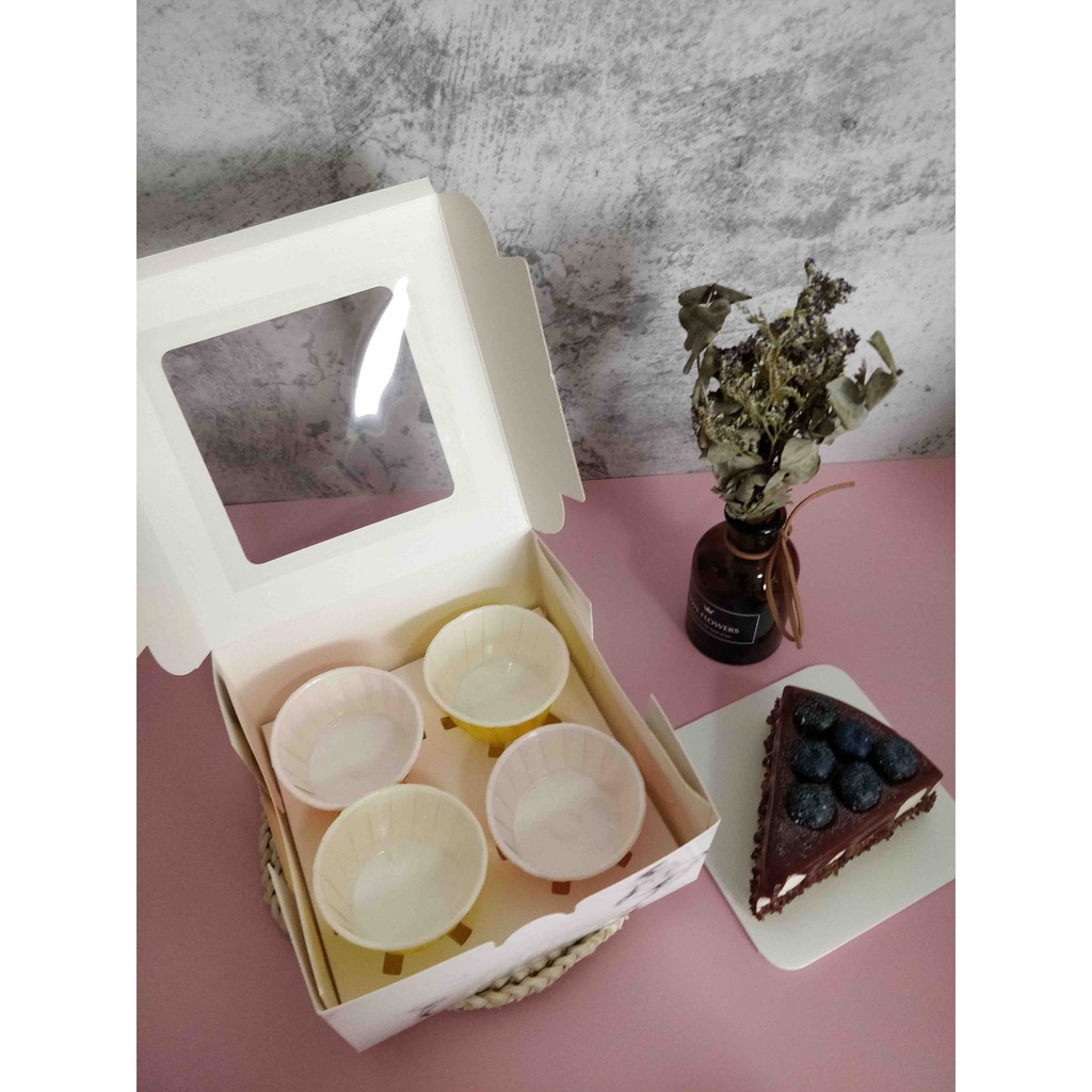 

Box Kotak Dus Kue Cupcake Motif Marble Isi 4