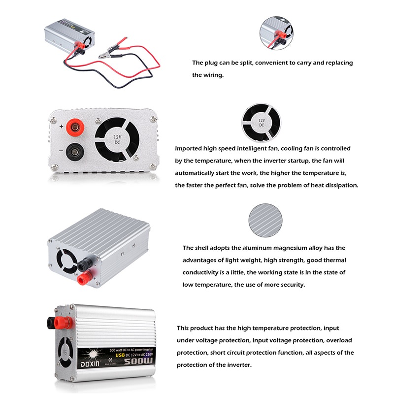 Car Power Inverter 500W DC 12V to AC 220V Inventer DC 12V ke AC 220V