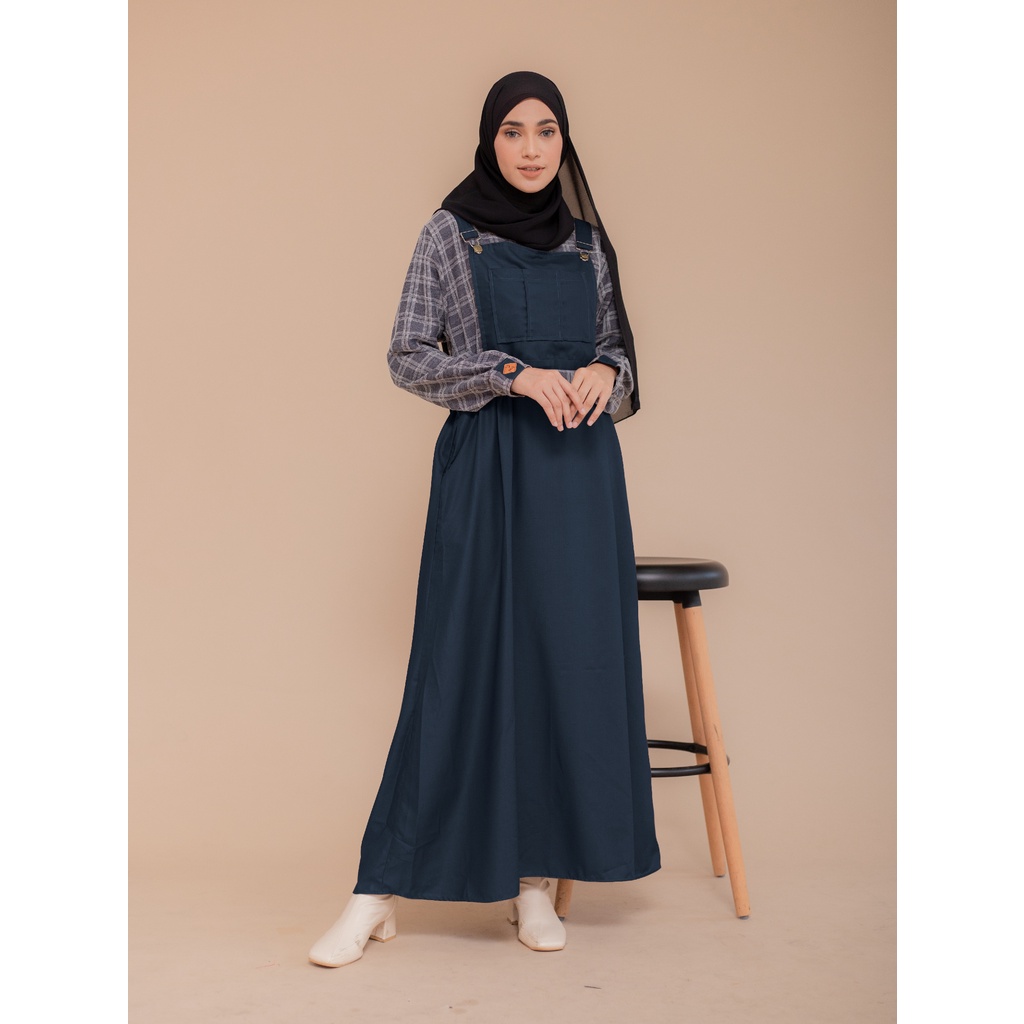 Ricis by Khayra - Retro Dress - Gamis Terbest Seller  Ria Ricis-GRAY NAVY