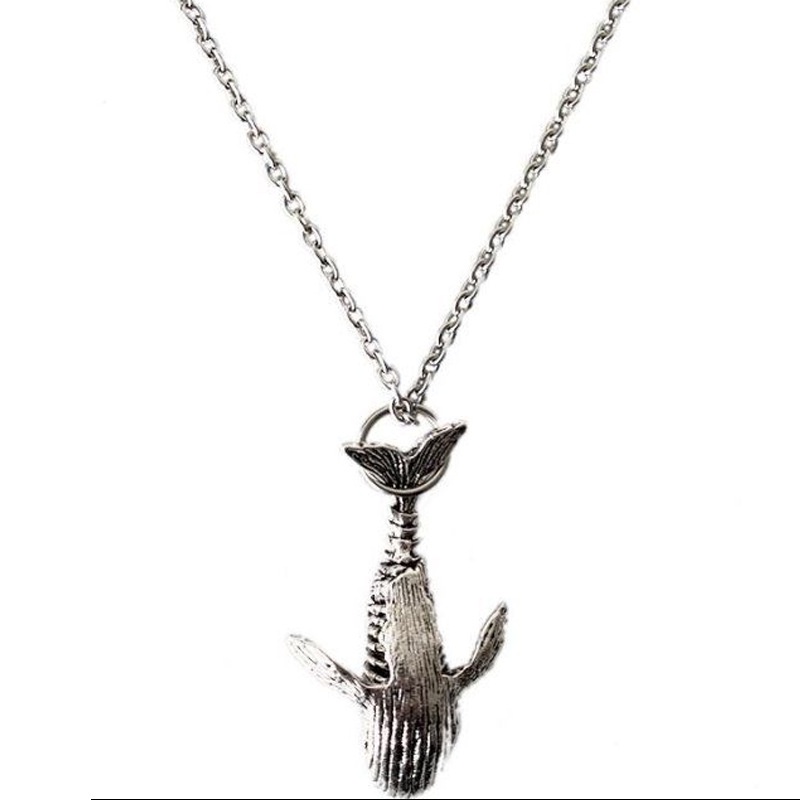 Ins populer merek street hip-hop dolphin kalung pria dan wanita Jalan vintage whale liontin all-matc