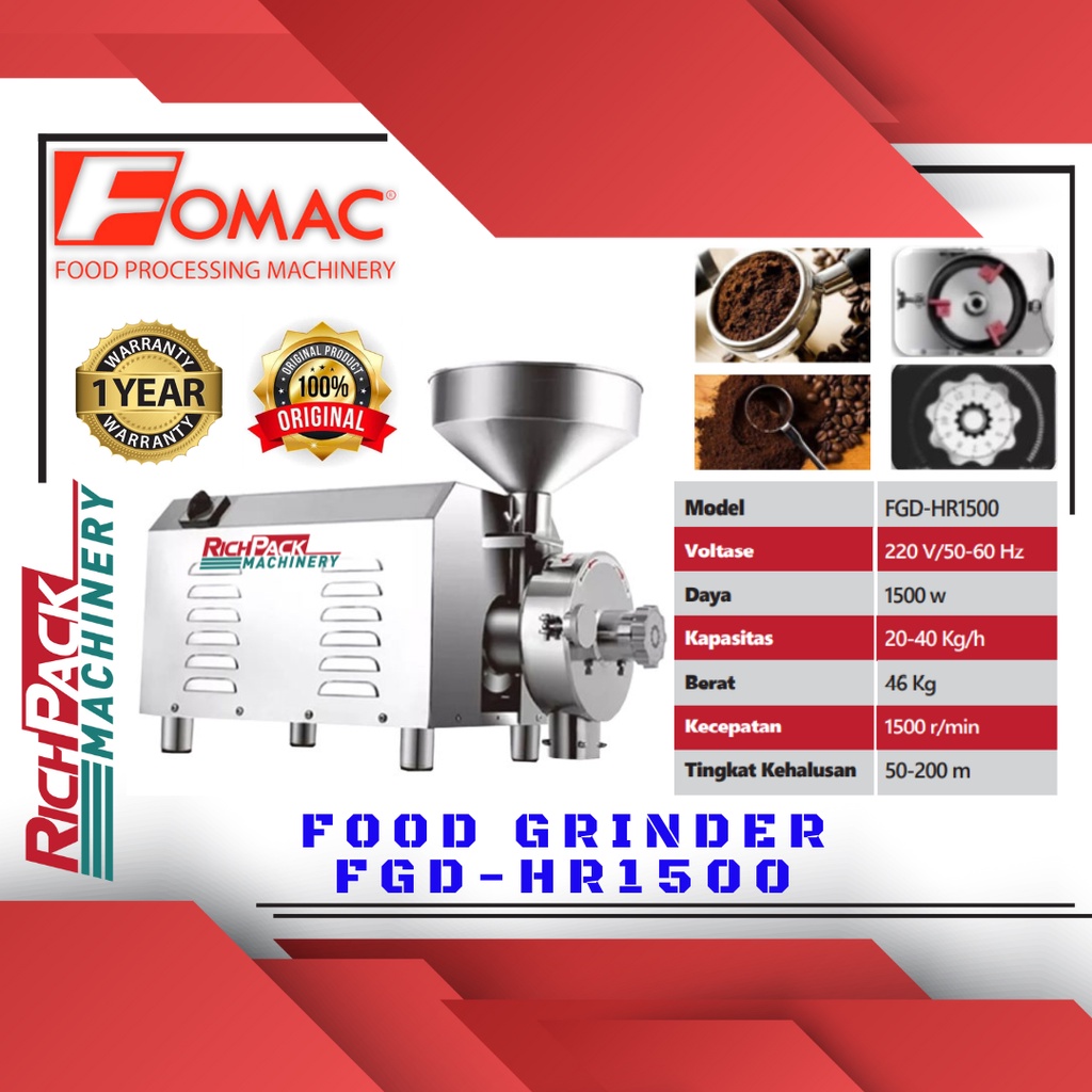 Fomac FGD-HR1500 Food Grinder Mesin Penepung Coffee Grinder Mesin Penepung