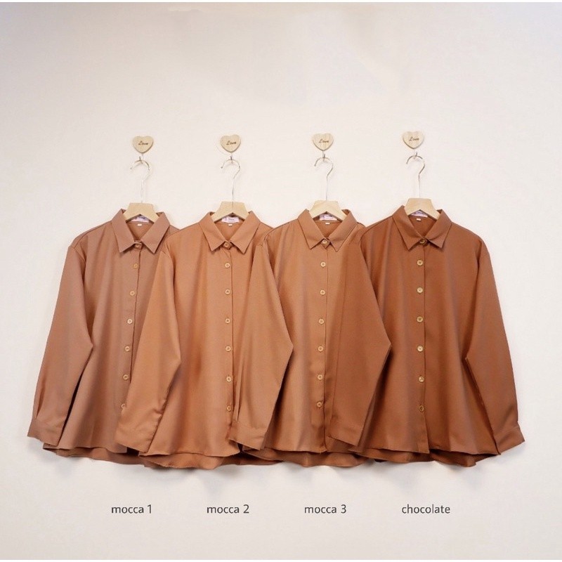 Kemeja Wanita Polos Lengan Panjang Terbaru Kekinian Casual Santai Kuliah Kerja ld 110-6