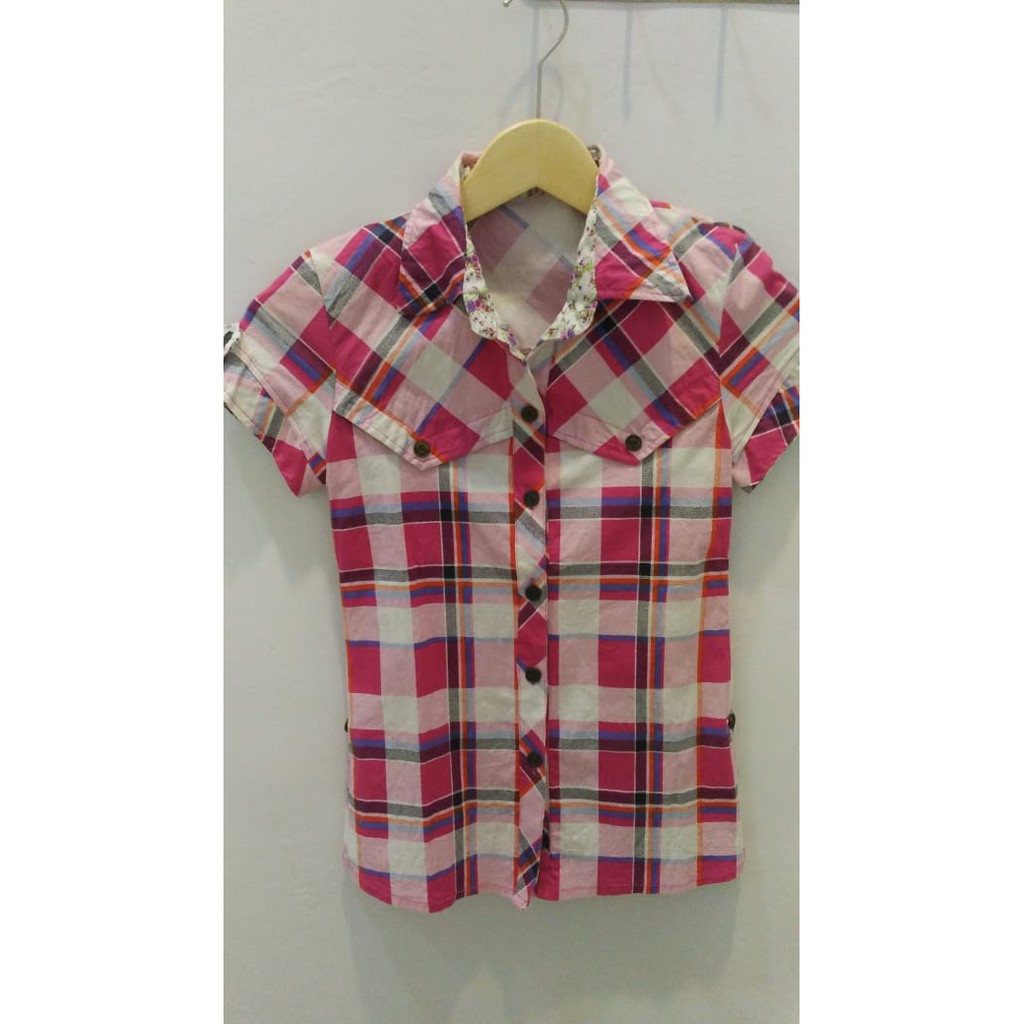 Preloved ~ Kemeja Kotak-kotak Pink