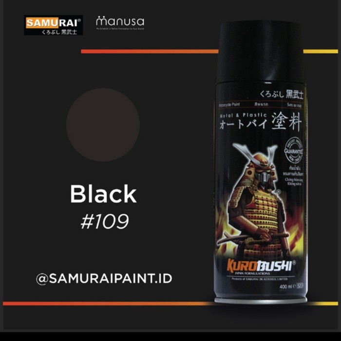 Cat Pilox Samurai Paint Black 109 - Cat Kaleng Samurai black Standard