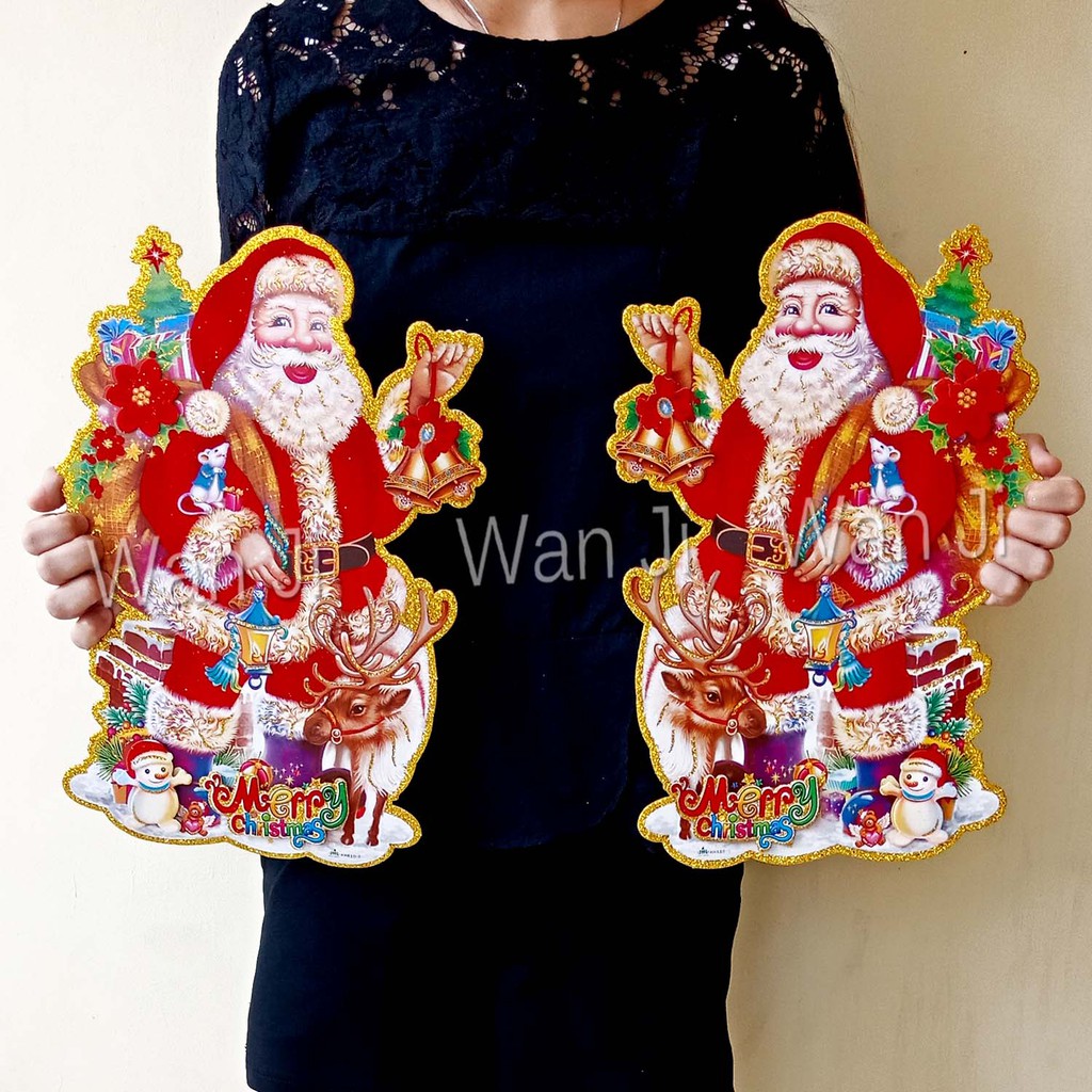 Hiasan Natal Karton Slinger Dinding Santa Sowman Rusa | Dekorasi Christmas