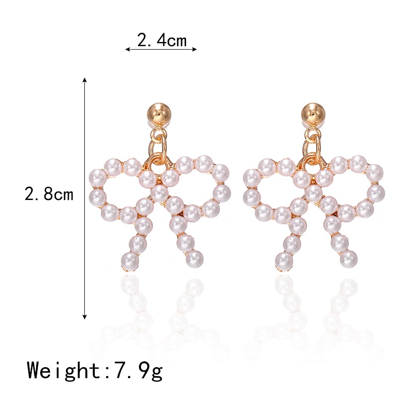 Anting Stud Desain Pita Aksen Mutiara Gaya Simple Untuk Fashion