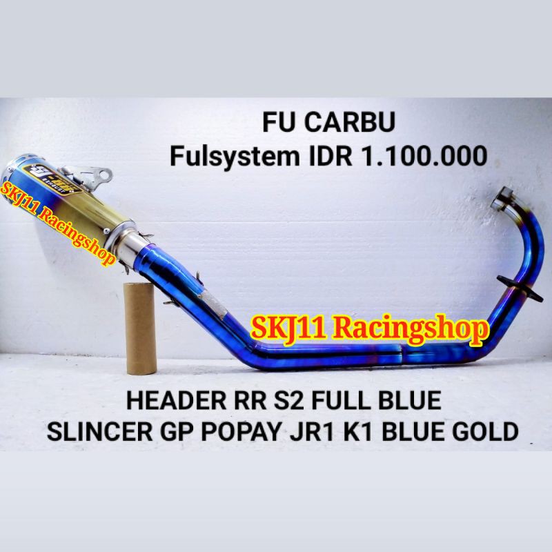 DISKON 5% Knalpot Racing SJ88 Satria FU KARBU Fullset Header RR S2 Full Blue biru Silincer GP Popay Blue Gold