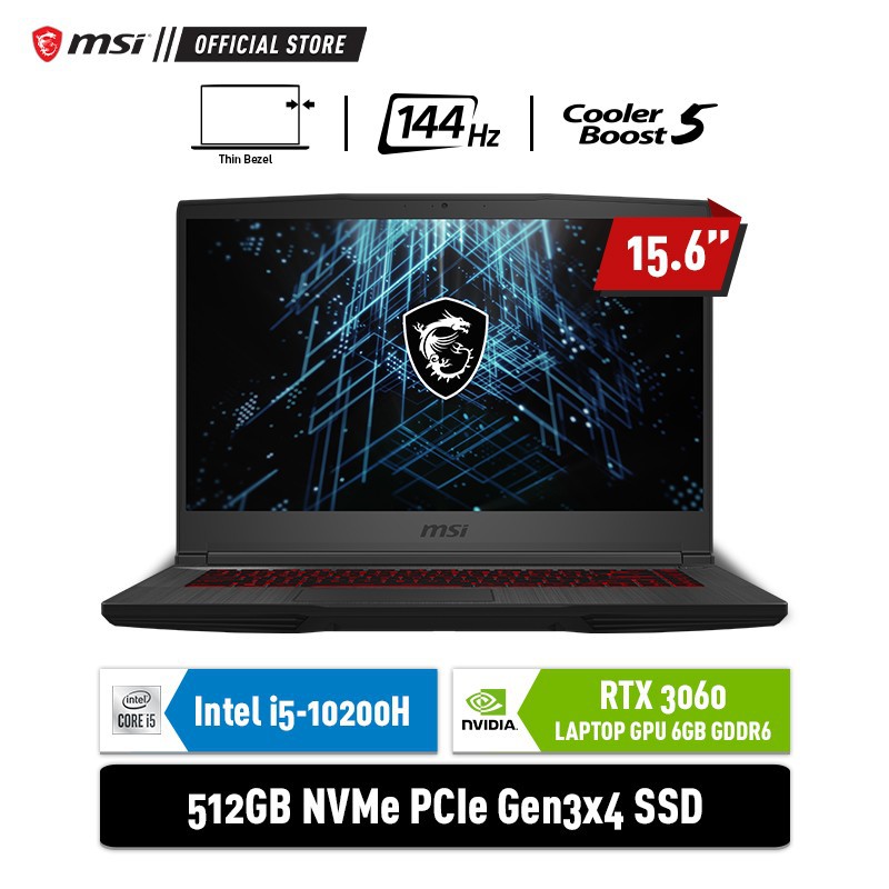 MSI GF65 Thin 10UE 202 i5-10200H 16G 512GB RTX3060 6GB WINS 10