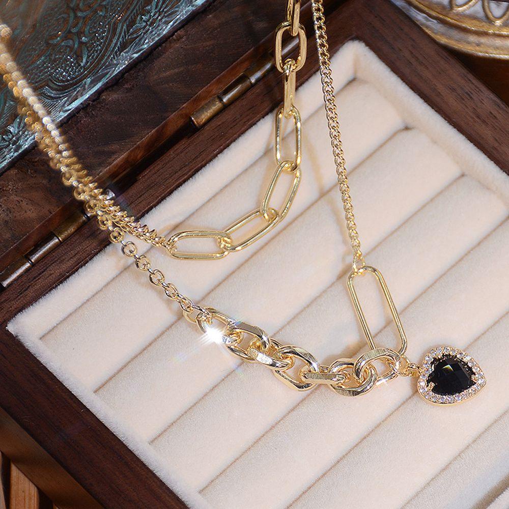 Mxbeauty Kalung Choker Rantai Bahan Metal Hias Zircon Untuk Wanita