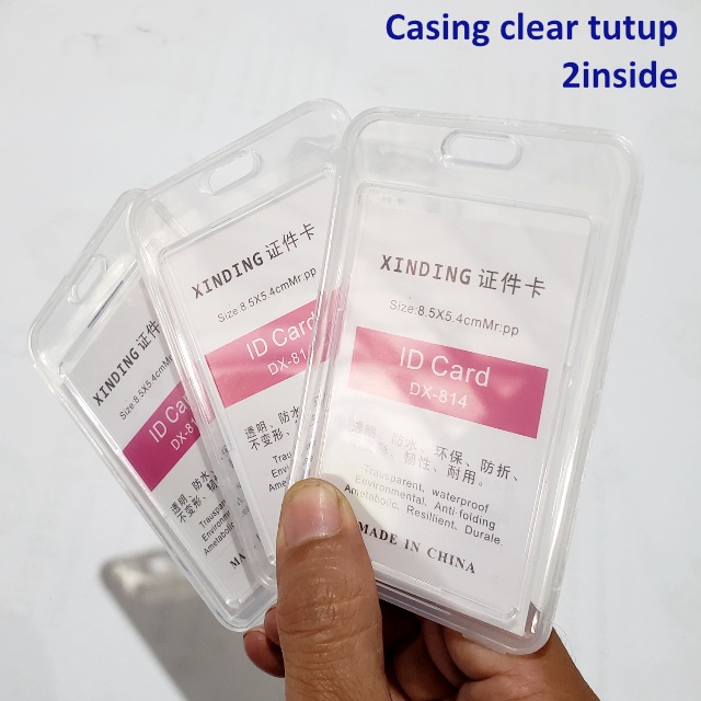 

casing frame id card 2side clear bening isi 2 kartu wadah tempat idcard