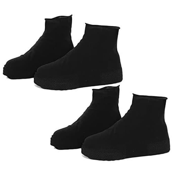 Cover Shoes Jas Pelapis Sepatu Karet Anti Air Hujan Waterproof Tinggi Hitam