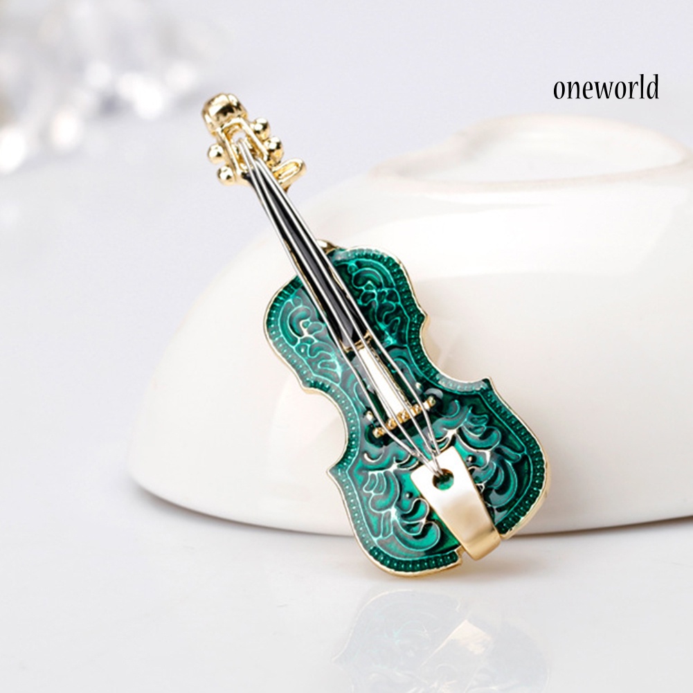 OW@ Unisex Violin Shape Enamel Instrument Brooch Pin Corsage Suit Lapel Decoration