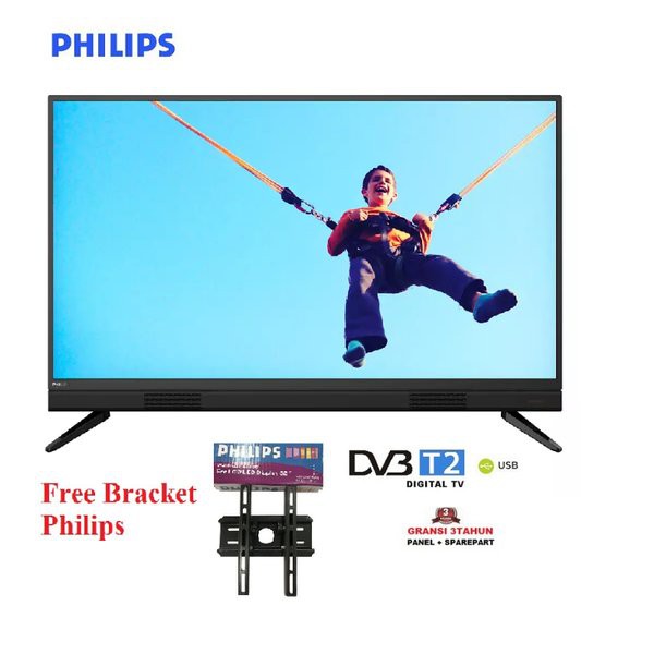 Philips 32PHT4002S DIGITAL TV DVBT2 LED TV 32inch Slim - Free Bracket Philips - Khusus JABODETABEK