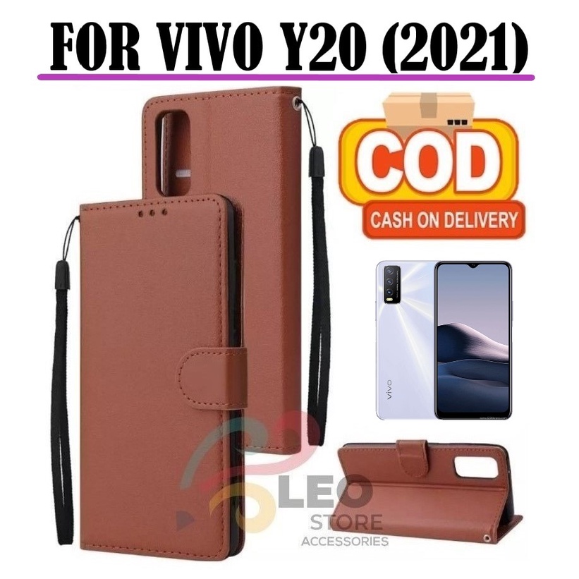 DOMPET HP UNTUK VIVO Y20 (2021) NEW LEATHER FLIP CASE VIVO Y20 (2021) NEW