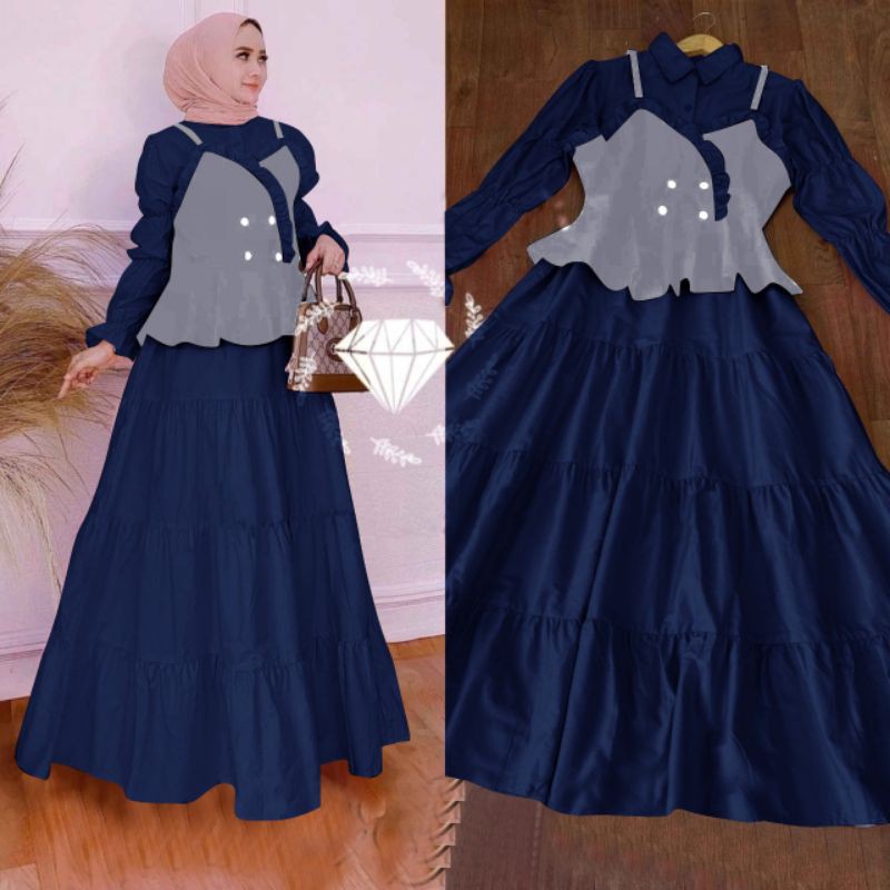 MAXY JEMIMAH 2IN1 ROMPI GAMIS MUSLIM MOSCREPE, 4 UKURAN