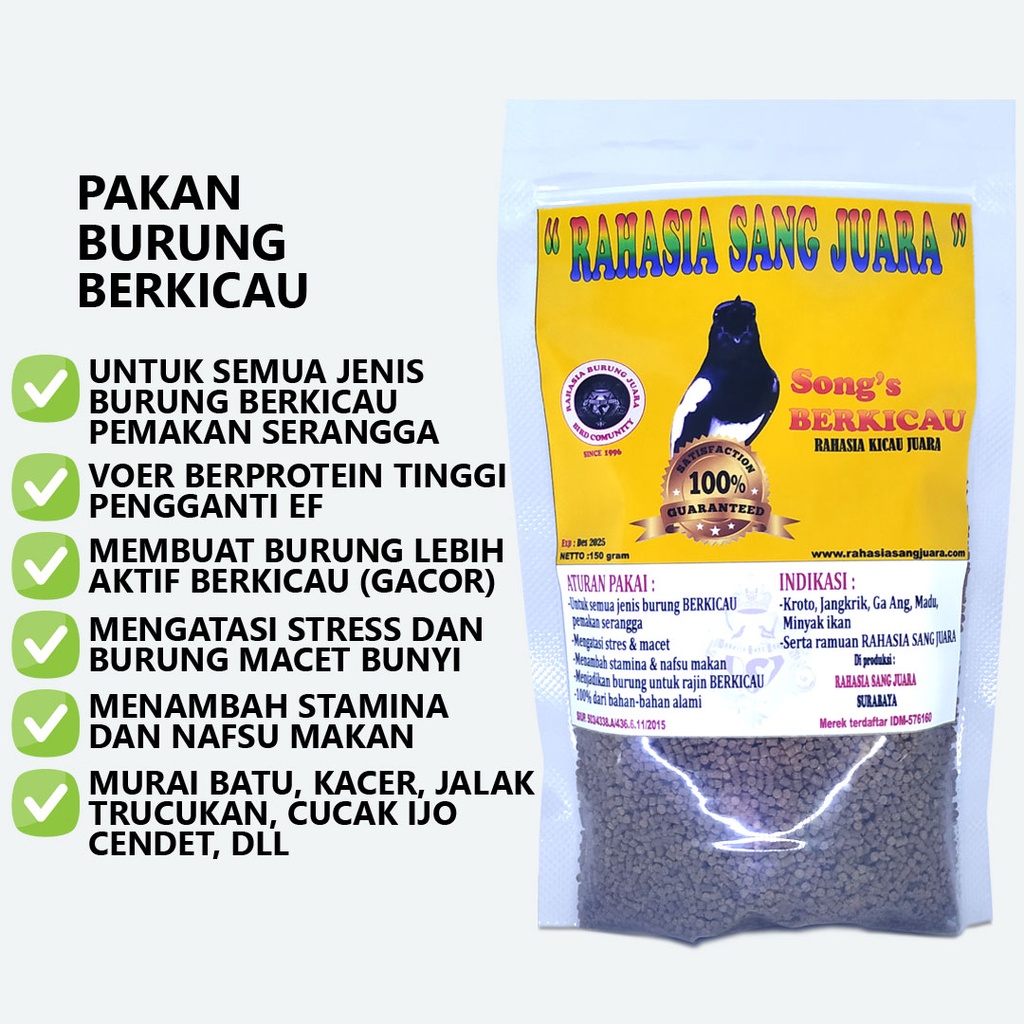 PAKAN BURUNG MURAI KACER BRANJANGAN BLACKTHROAT TRUCUKAN CENDET VOER BURUNG PROTEIN TINGGI