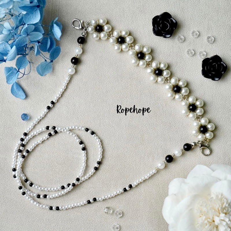 Konektor Hijab 2in1 Tali Masker Strap Mask IMPOR FULL MUTIARA PEARL NON ELASTIS