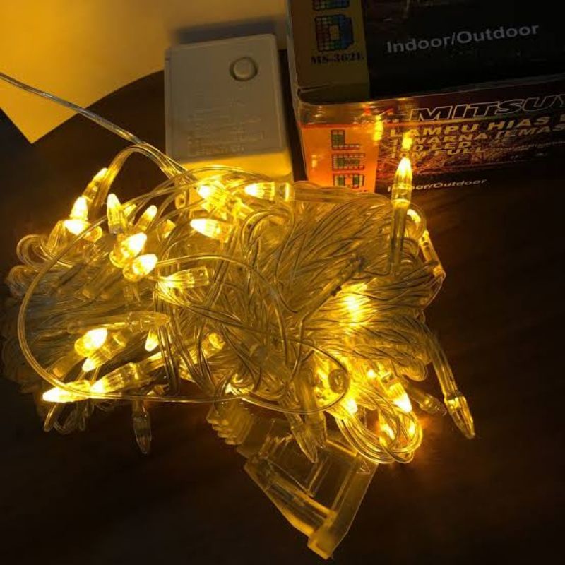 Lampu Tumblr Rainbow 10 meter / Lampu Hias Kamar 10 m / Lampu Natal Hias Pelangi Lampu Kawat Boba 1 Meter-Kuning 10 meter