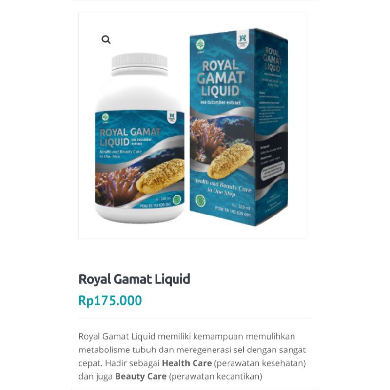 Collagen Jelly Royal Gamat Liquid 320ml + Sarang Burung Walet Kolagen Dholisticcare