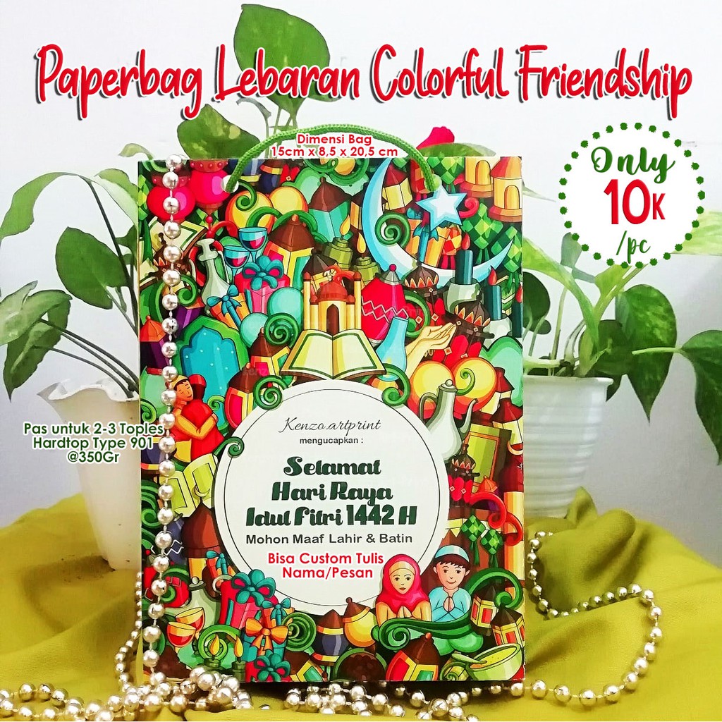

paper bag/dus/box toples kue kering/hampers Lebaran 1445H Idul Fitri 2024 Colorful Friendship