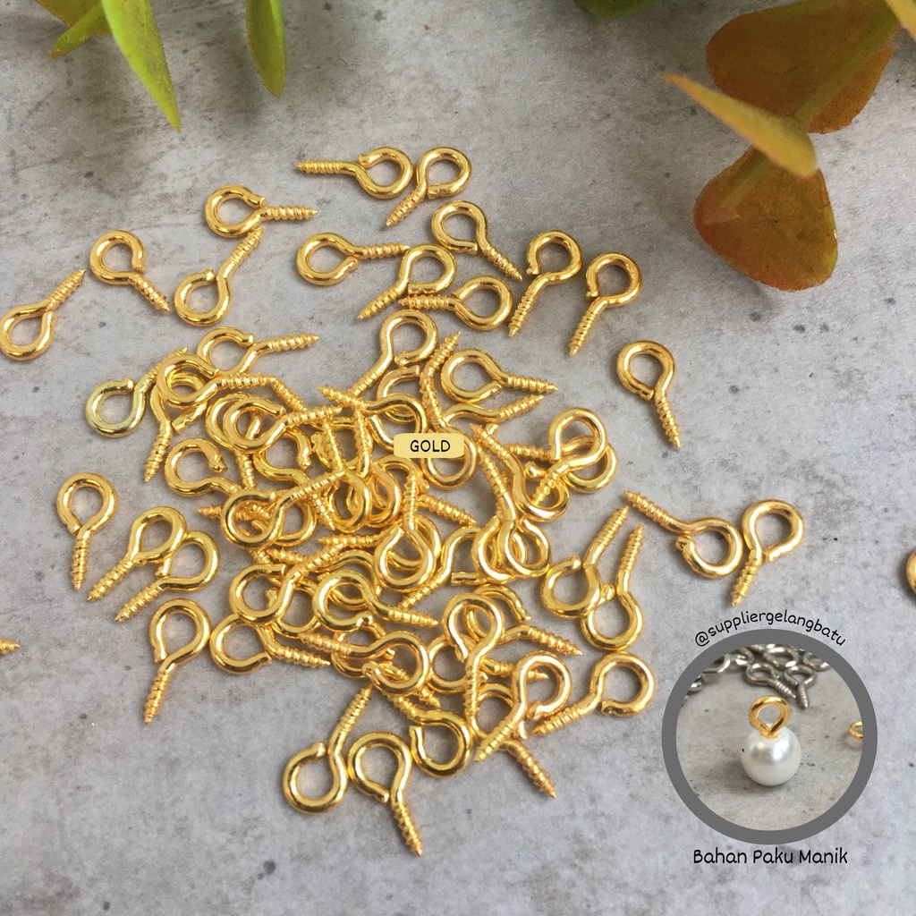 Screw Eye Pins | Paku Mata Ulir Claw Golden Silver Accessories DIY 4mm