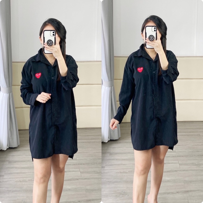 real pic tunik wanita CDG / kemeja panjang CDG / tunik oversize