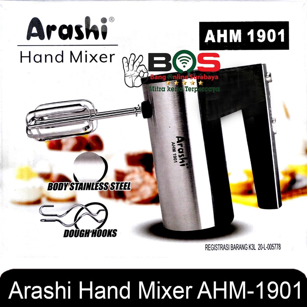 Hand Hand Mixer Arashi AHM 1901 Mixer Tangan Arashi Pengaduk Pengocok 190 WATT AHM-1901