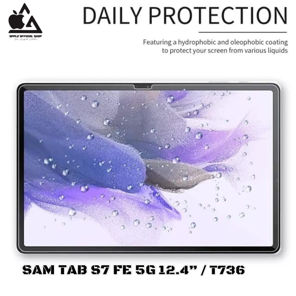 Tempered Glass Samsung Tab S7 FE 5G 12.4 inch 2021 / T736 Screen Protector Anti Gores Kaca Film Nano