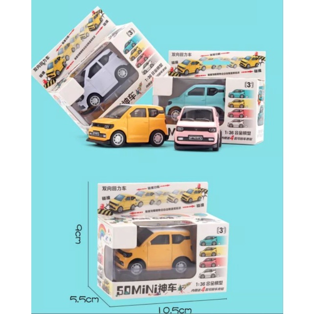 Mainan Mobil Mobilan Diecast Mobil Metal Mini Wuling EV Miniatur Mobil Besi