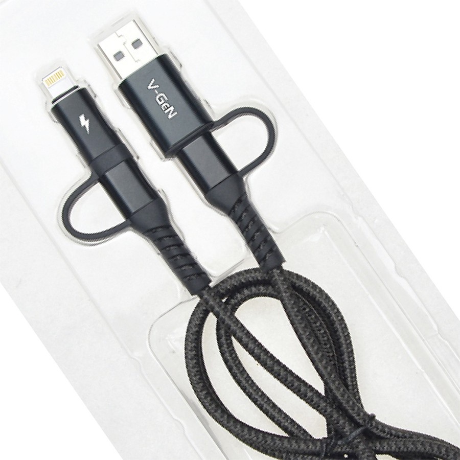 VGEN Kabel Data 4 in 1 Type C Lightning USB V-GeN CTL1-01 3A QC 4.0 PD Data Cable