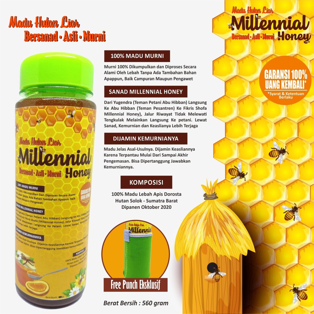 Madu Hutan Sumatra / Madu Asli Millenial Honey / Madu Sarang Lebah 670gr - Millenial Honey -